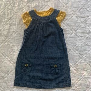 CARTERS, two piece shirt and denim pinafore, 4T